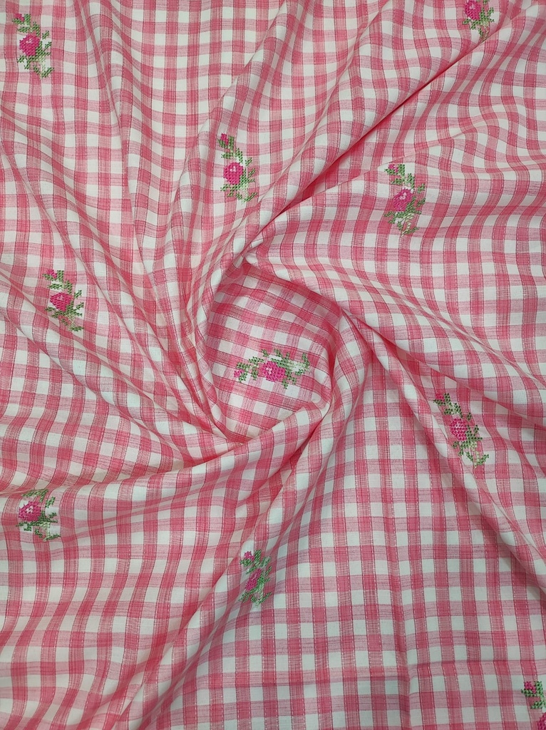 Dainty Tulips On Checks - 1 mtr