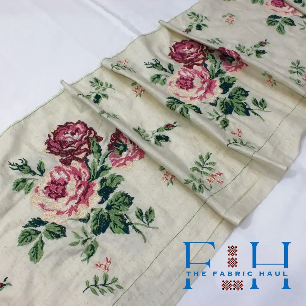 Heritage Rose Belts On Khadi - 2 mtr