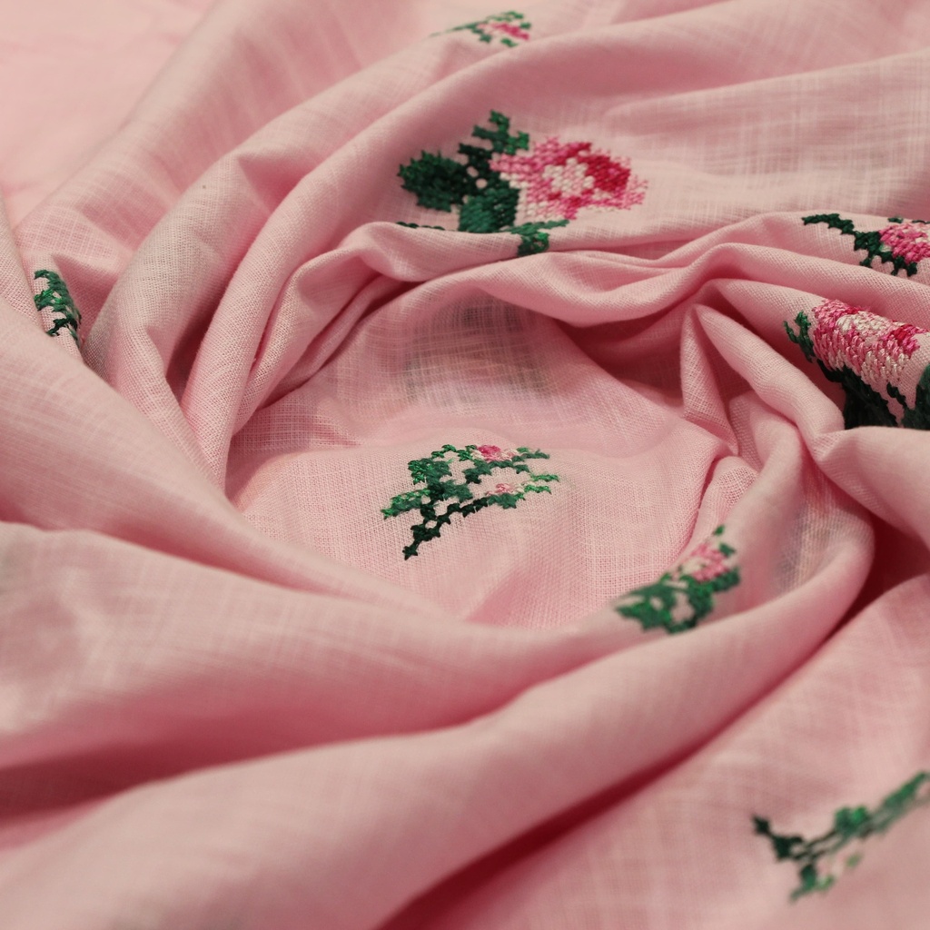 Floating rose on linen 58 in - 1 mtr