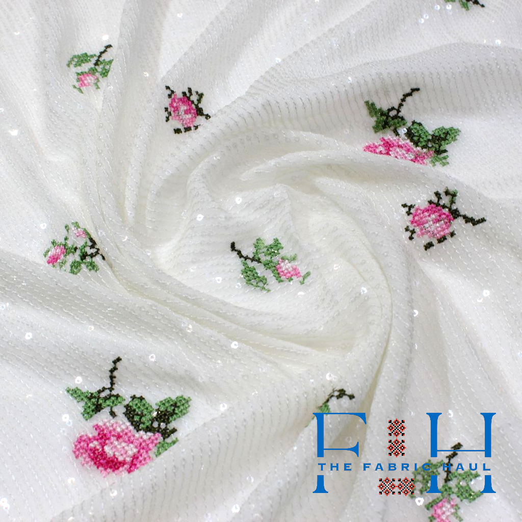 Floating Roses On Georgette - 1 mtr