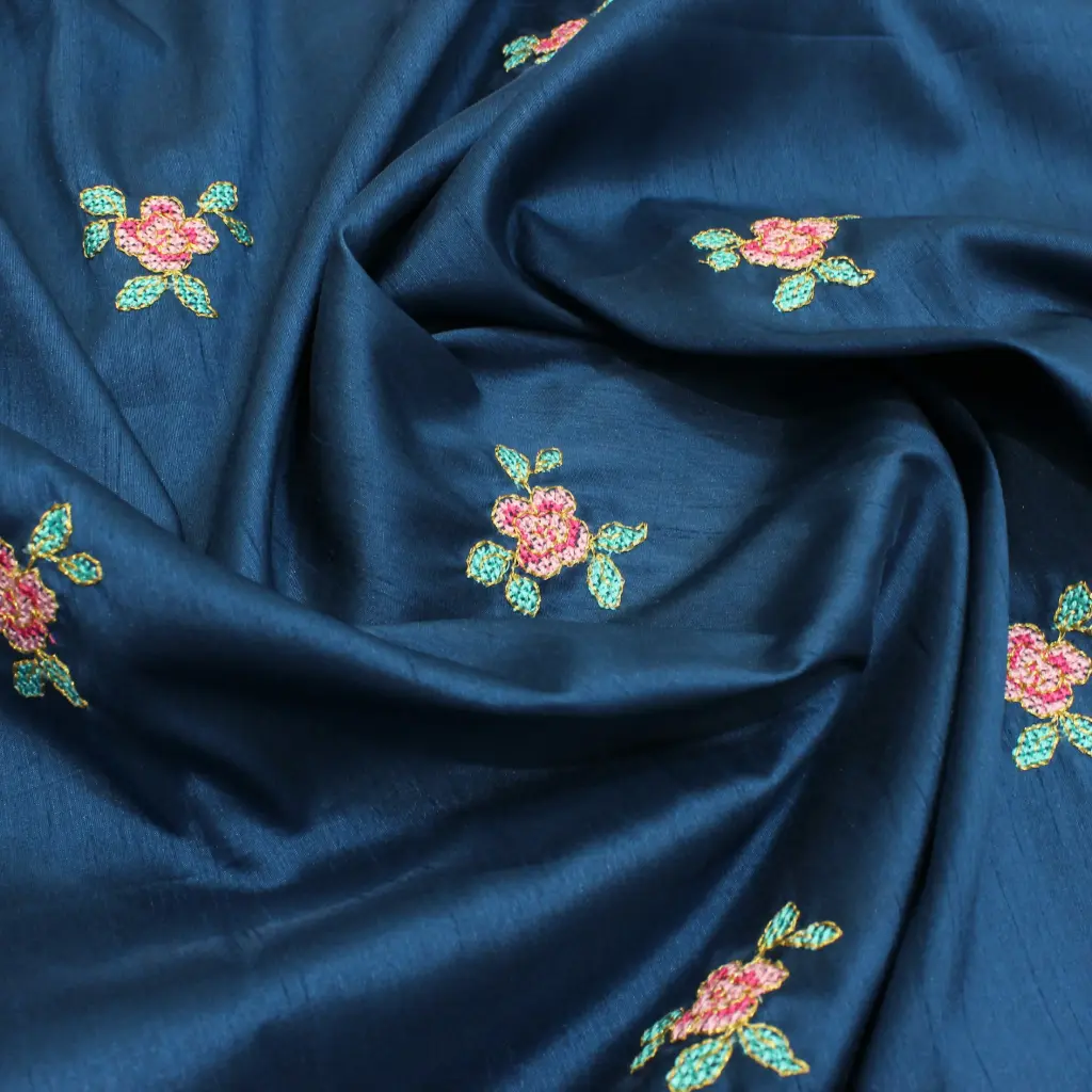 Silk 3 Leaf Butti Fabric - 3.5 mtr