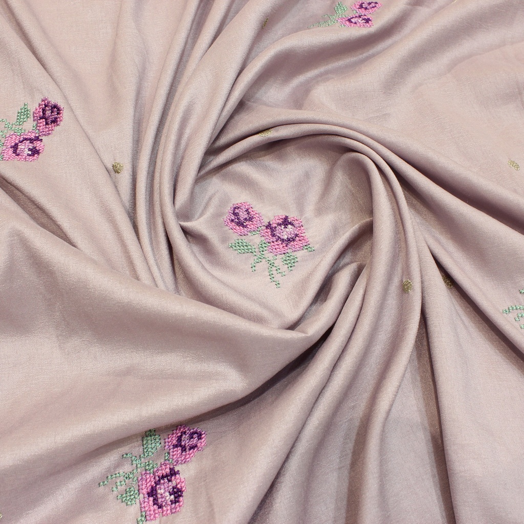 Silk D3 Leaf Butti Fabric - 3.5 mtr 