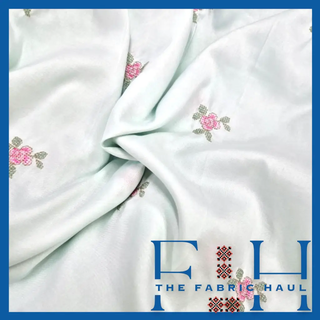 Silk D3 Leaf Butti Fabric - 3.5 mtr (Mint)