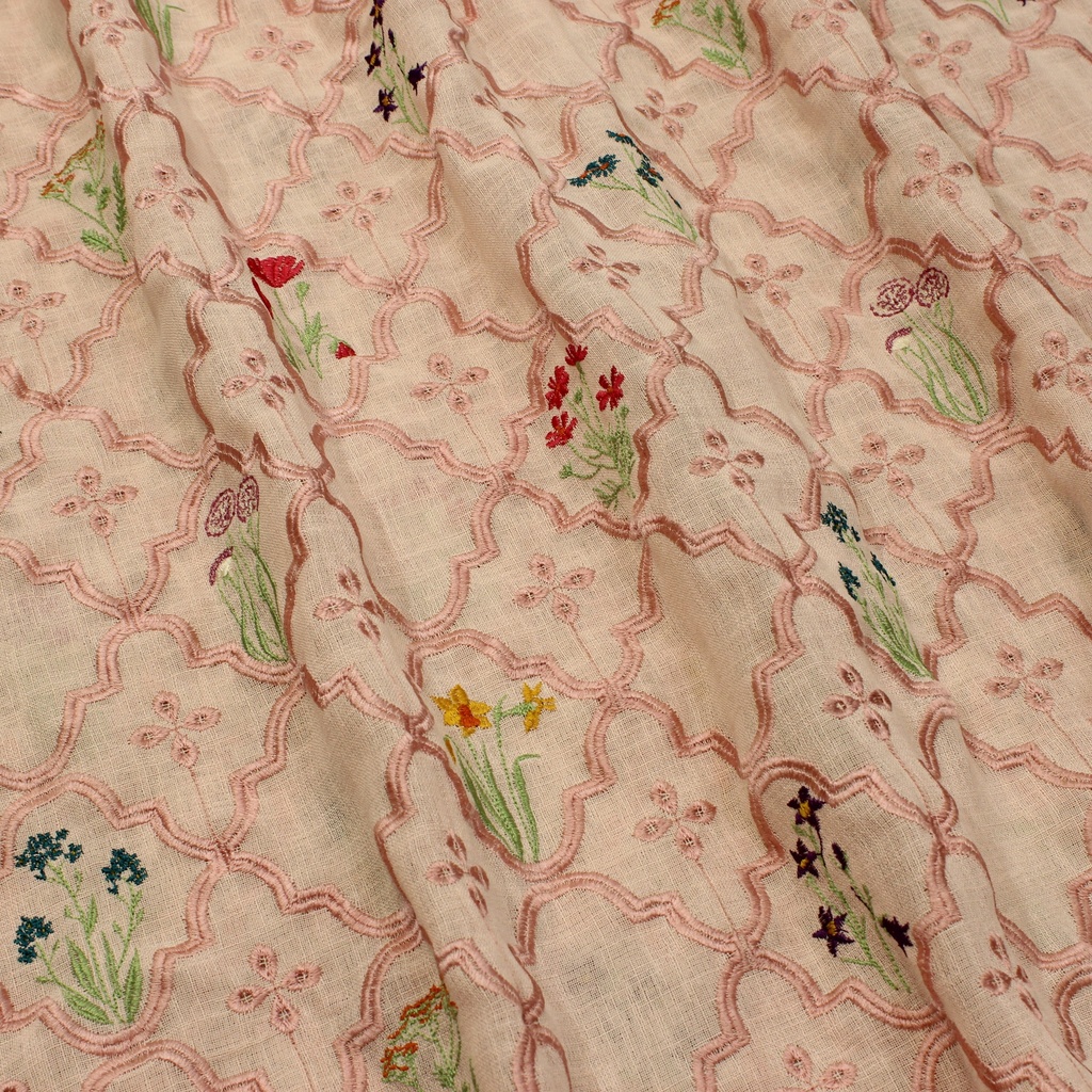 Tons Of Flowers On Linen - 1 mtr