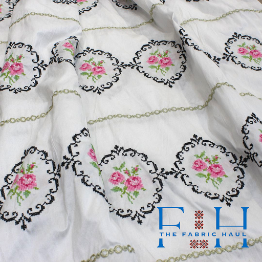 Silk Frame Rose Fabric - 1 mtr