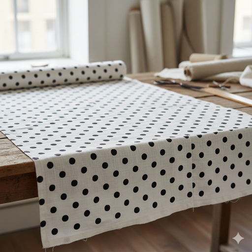 Black Embroidery dots Linen 58" - 1 mtr