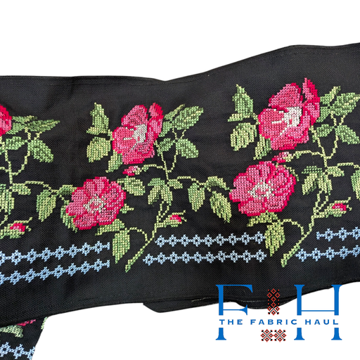 Dual Roses on Black - 2 mtrs