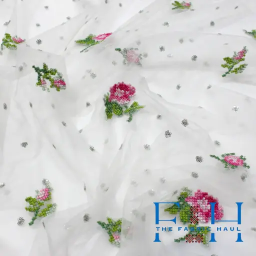 Twinkle Seq Cross Stitch Roses - 1mtr