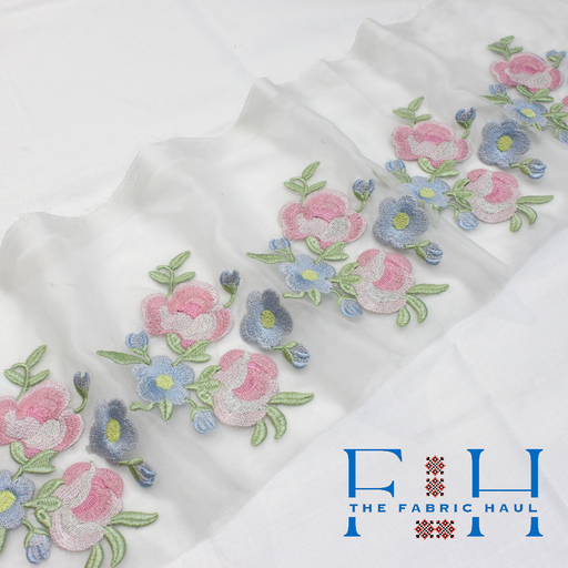 Soft Roses on Organza - 2mtrs