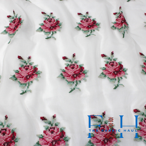 Rustic Rose on Organza - 1mtr