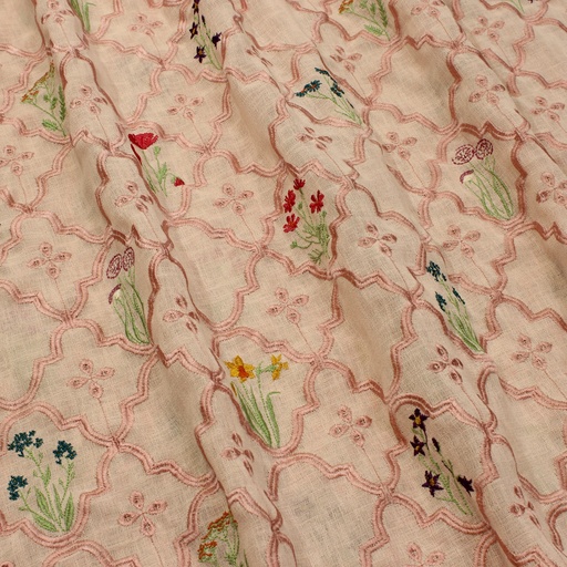 Tons Of Flowers On Linen - 1 mtr