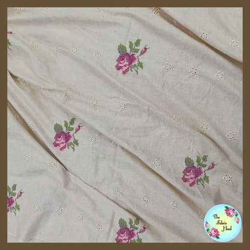 Khadi cotton hakoba with cross stitch 1mtr
